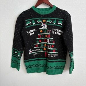 Holiday Time Black and Green Gaming Sweater